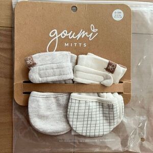 NWT Goumi Kids Baby Mitts Set Gridlock & Storm Gray SZ 0-3 mo Bamboo Organic